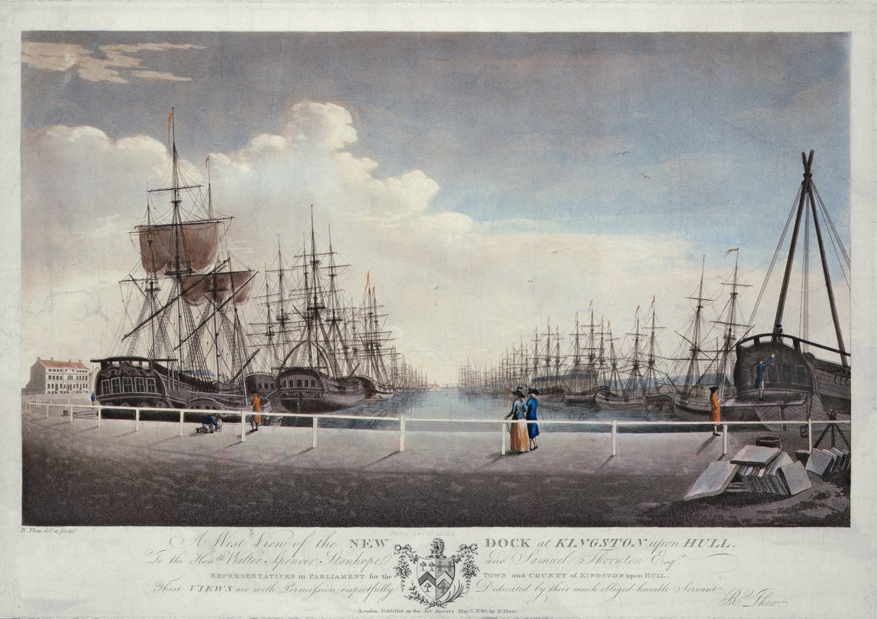 A Kingston upon Hull-i új dokk nyugati nézete alkotó: Robert Thew