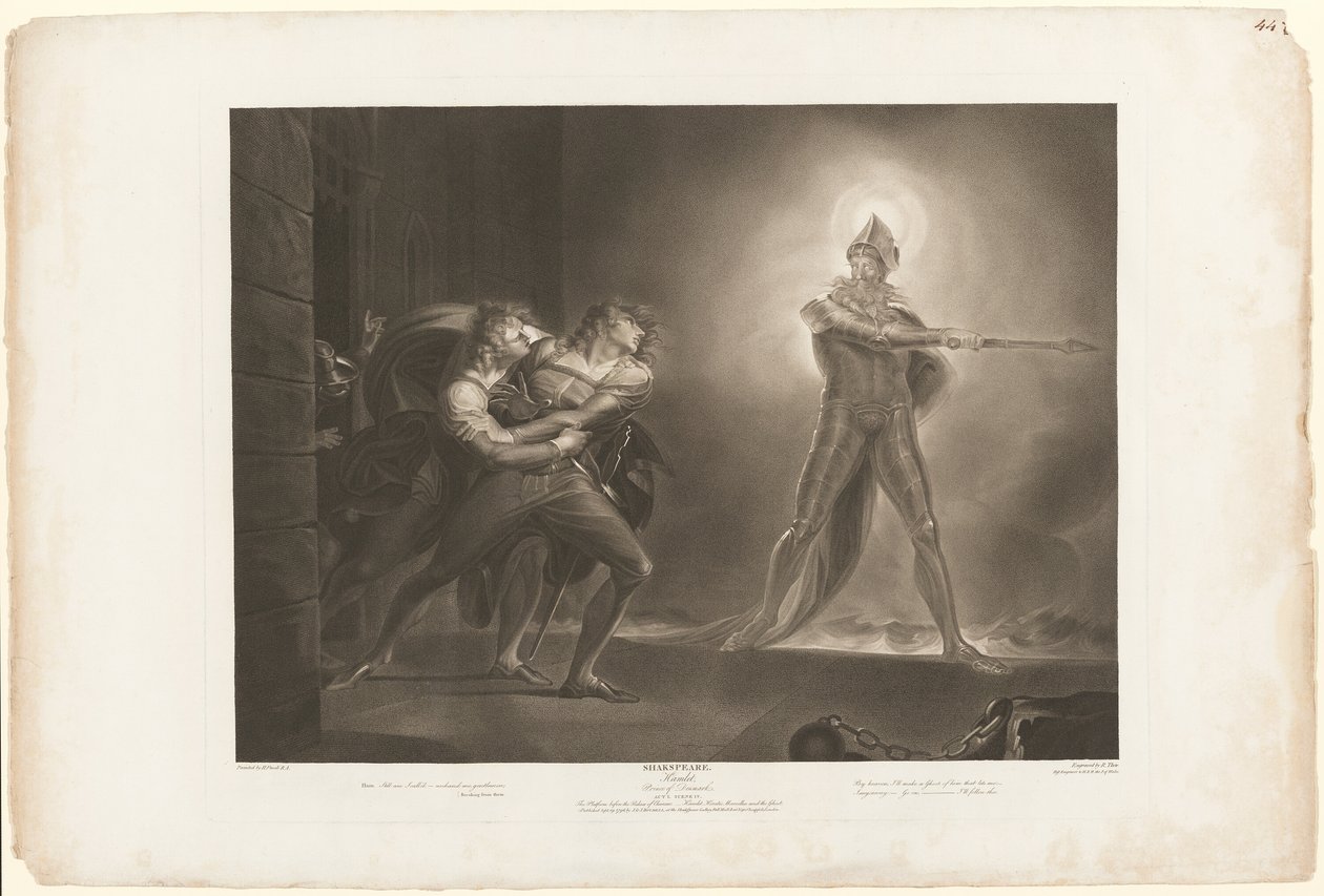 Hamlet, Horatio, Marcellus és a szellem alkotó: Robert Thew