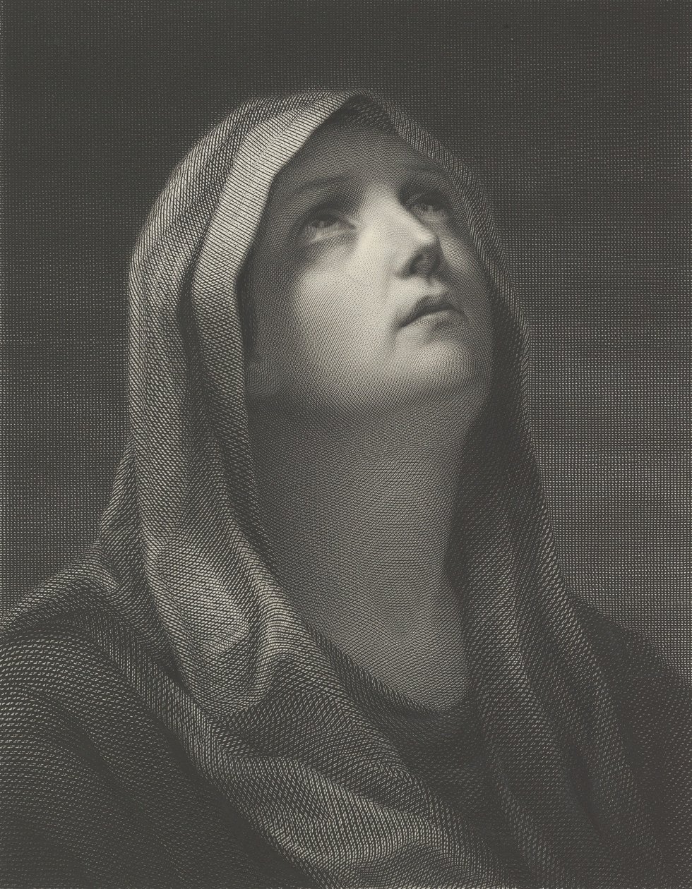 A Szűz feje jobbra nézve, Reni után, 1869. alkotó: Robert Trossin