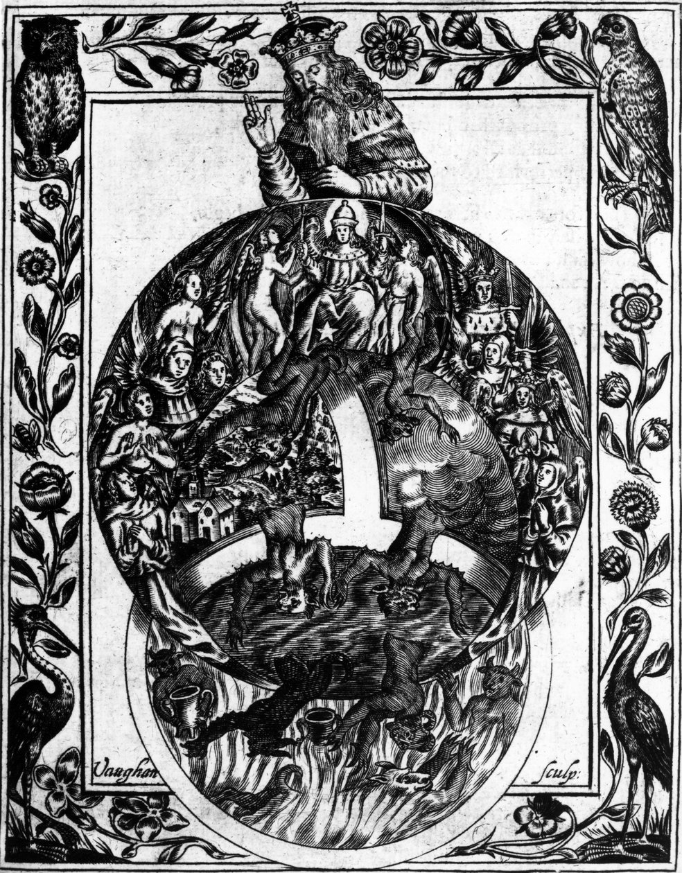Az egyház hierarchiája, Elias Ashmole „Theatrum Chemicum Britannicum” című művéből, 1652 alkotó: Robert Vaughan