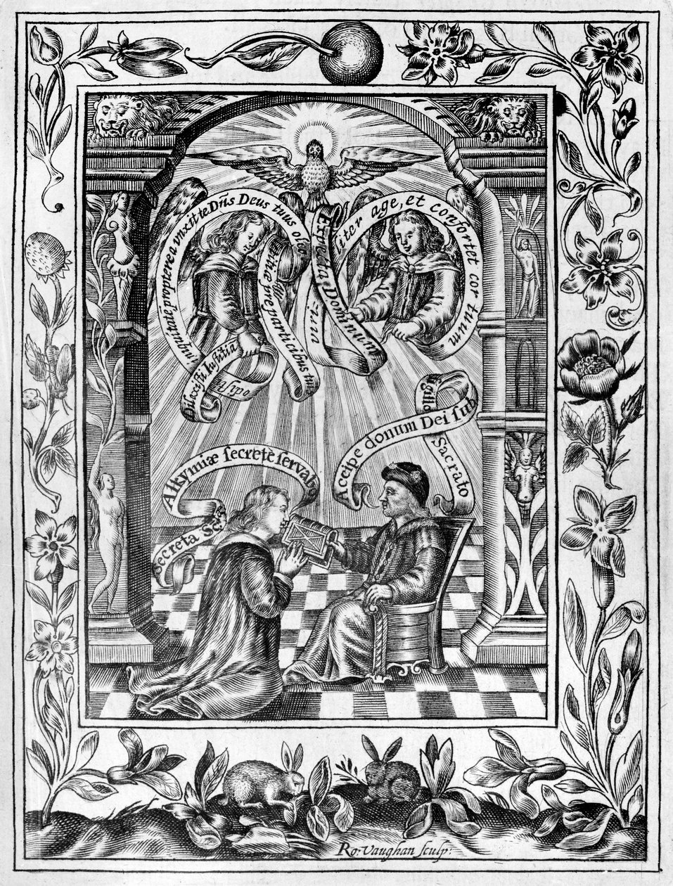 Thomas Norton bemutatja Ordinallját IV. Edwardnak a Theatrum Chemicum Britannicumból, 1652 alkotó: Robert Vaughan