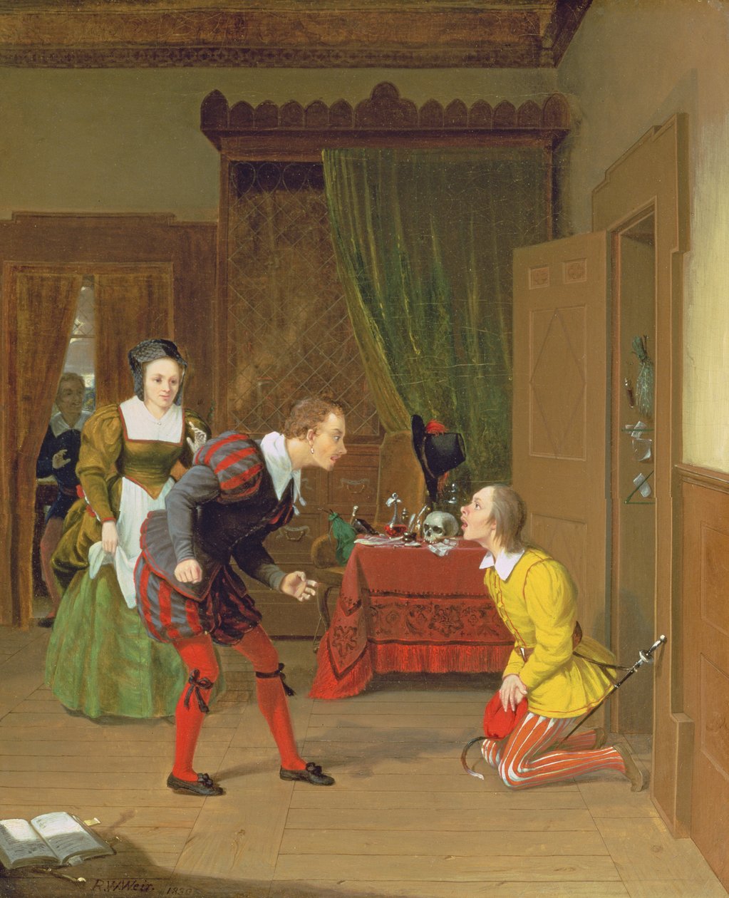 Dr. Caius, Simple and Dame Quickly, jelenet a Windsori boldog feleségek című filmből, 1830 alkotó: Robert Walter Weir