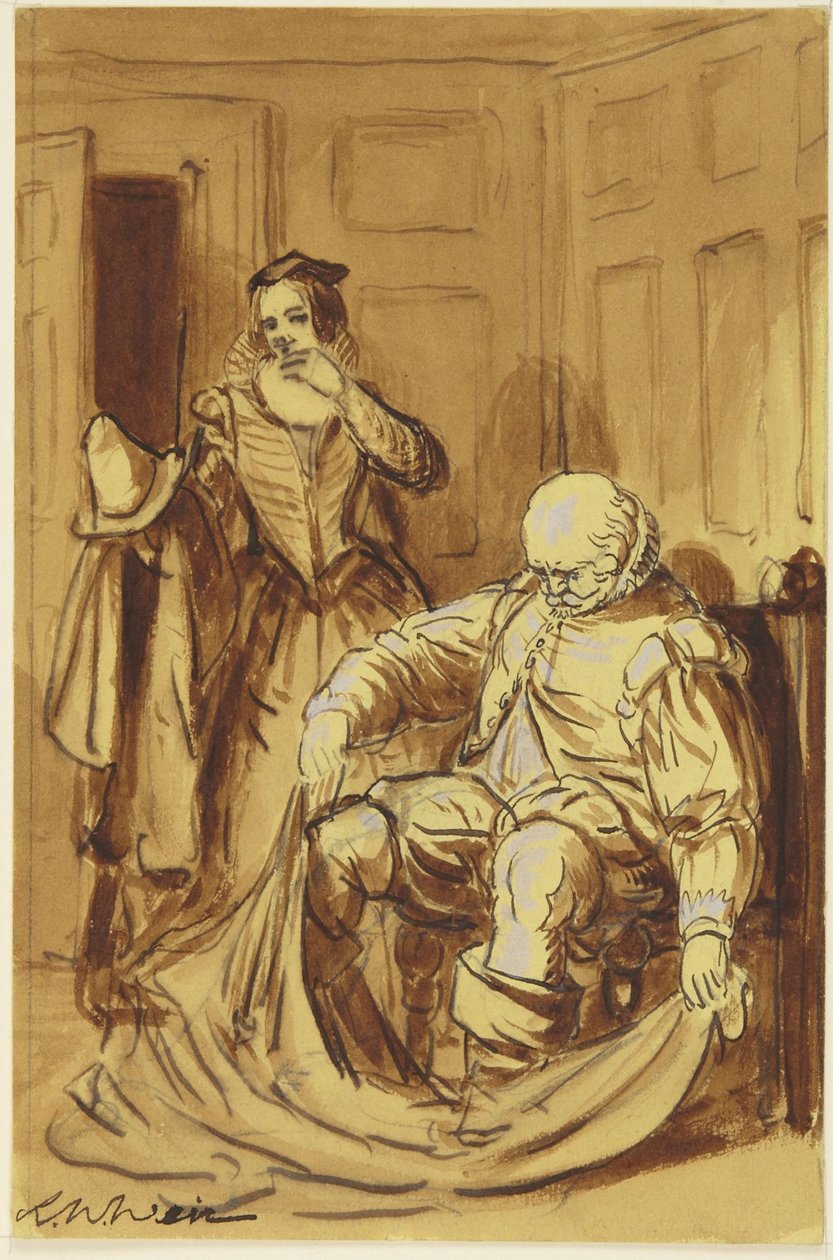 Falstaff und Frau Ford (Szene aus Die lustigen Weiber von Windsor, 4.2) alkotó: Robert Walter Weir