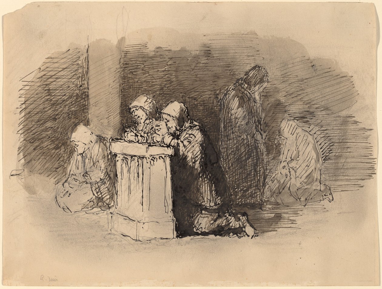 Imádkozó alakok egy templomban, Firenze alkotó: Robert Walter Weir