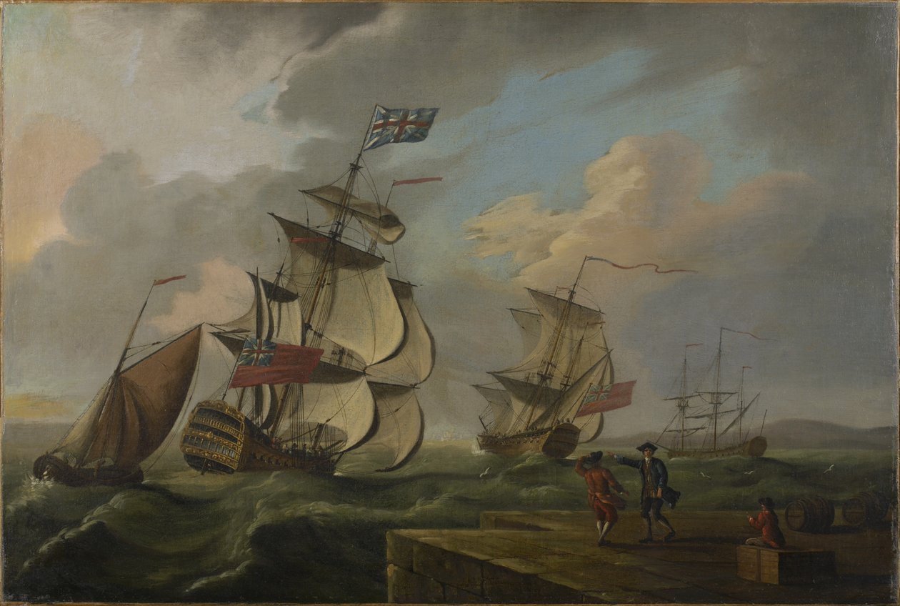 A HMS "Sutherland" elhagyja New Yorkot és Halifaxba tart. alkotó: Robert Wilkins
