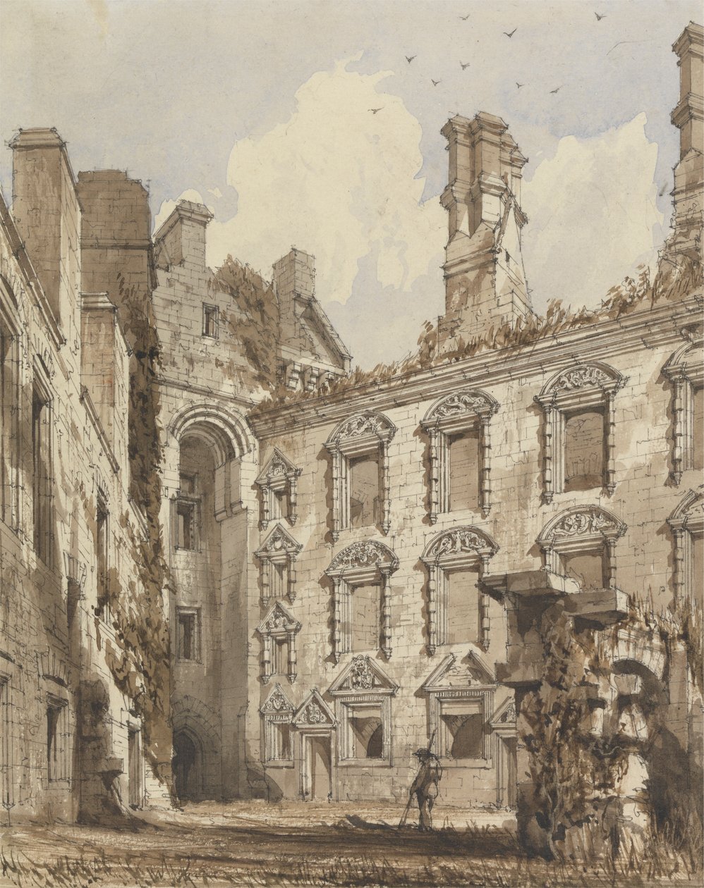 Caerlaverock kastély udvara alkotó: Robert William Billings
