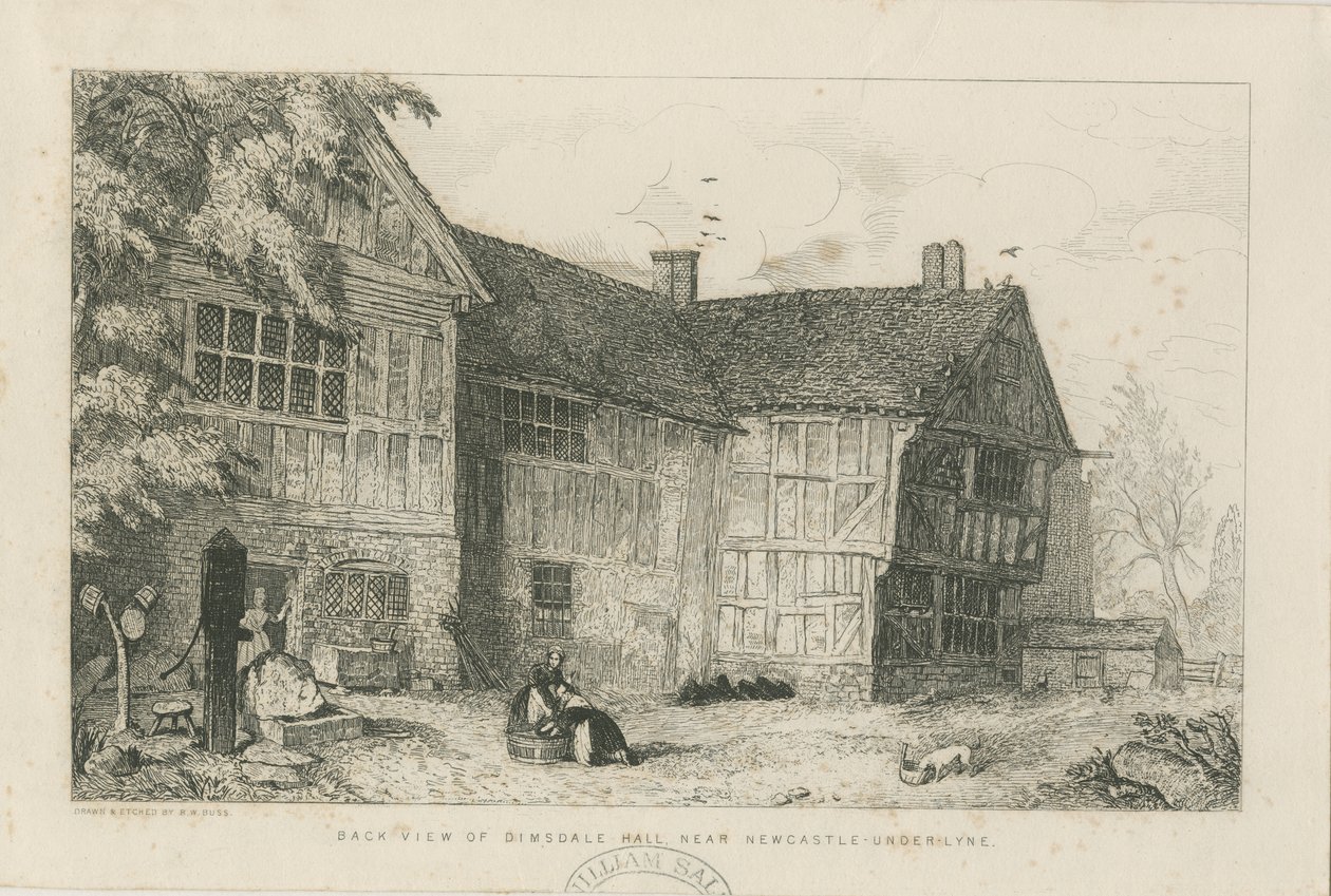 Dimsdale Old Hall: rézkarc, nd [?c 1870] alkotó: Robert William Buss