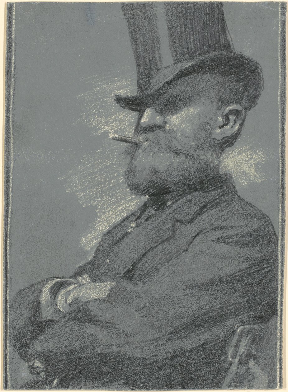 Férfi cilinderben, szivaroz alkotó: Robert William Vonnoh