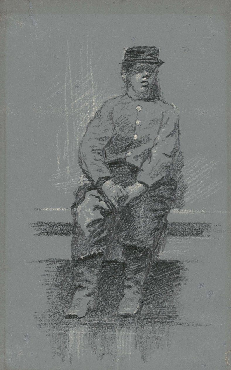 The Cadet, 1895 körül (grafit szürke táblán) alkotó: Robert William Vonnoh
