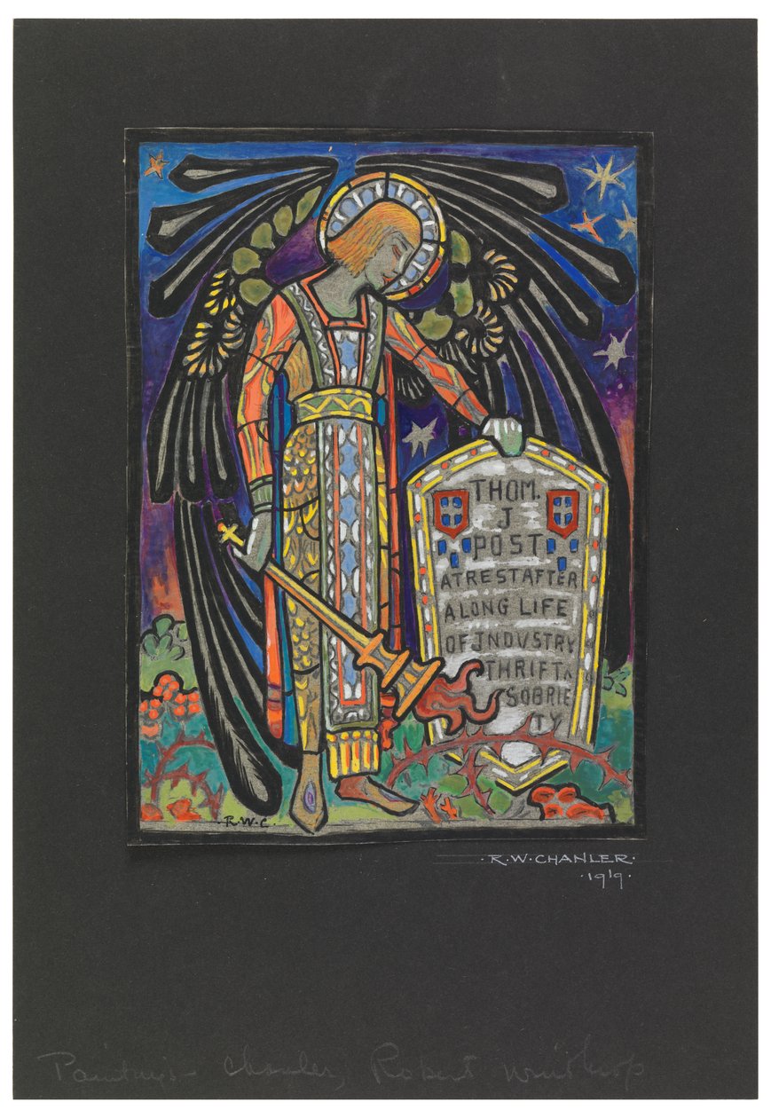 Thomas J. Post ólomüveg-emlékablakának terve alkotó: Robert Winthrop Chanler
