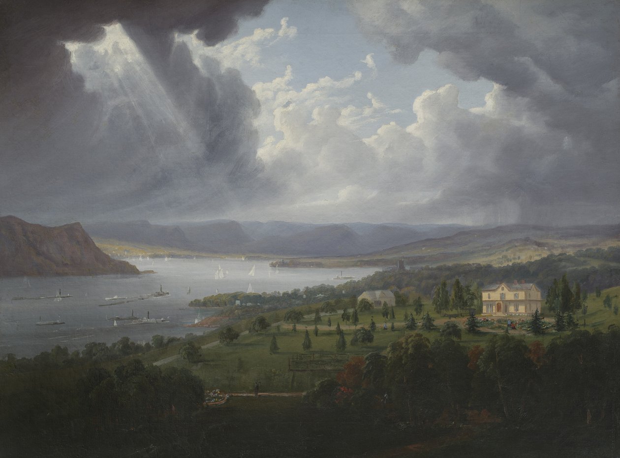Kilátás a Hudson-folyóra a Tarrytown Heights felől alkotó: Robert the Younger Havell