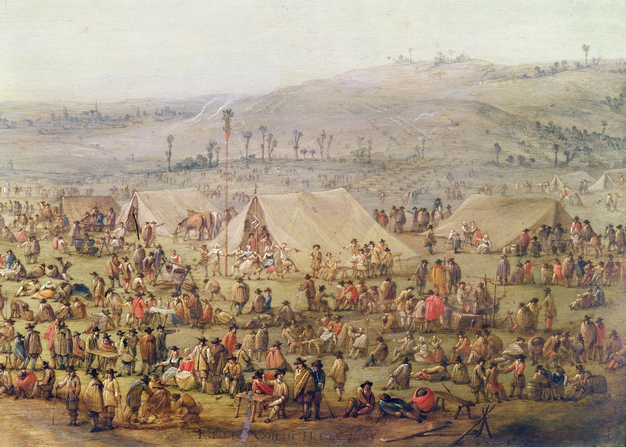 Katonai tábor (olaj, réz) (a 341904 részlete) alkotó: Robert van den Hoecke