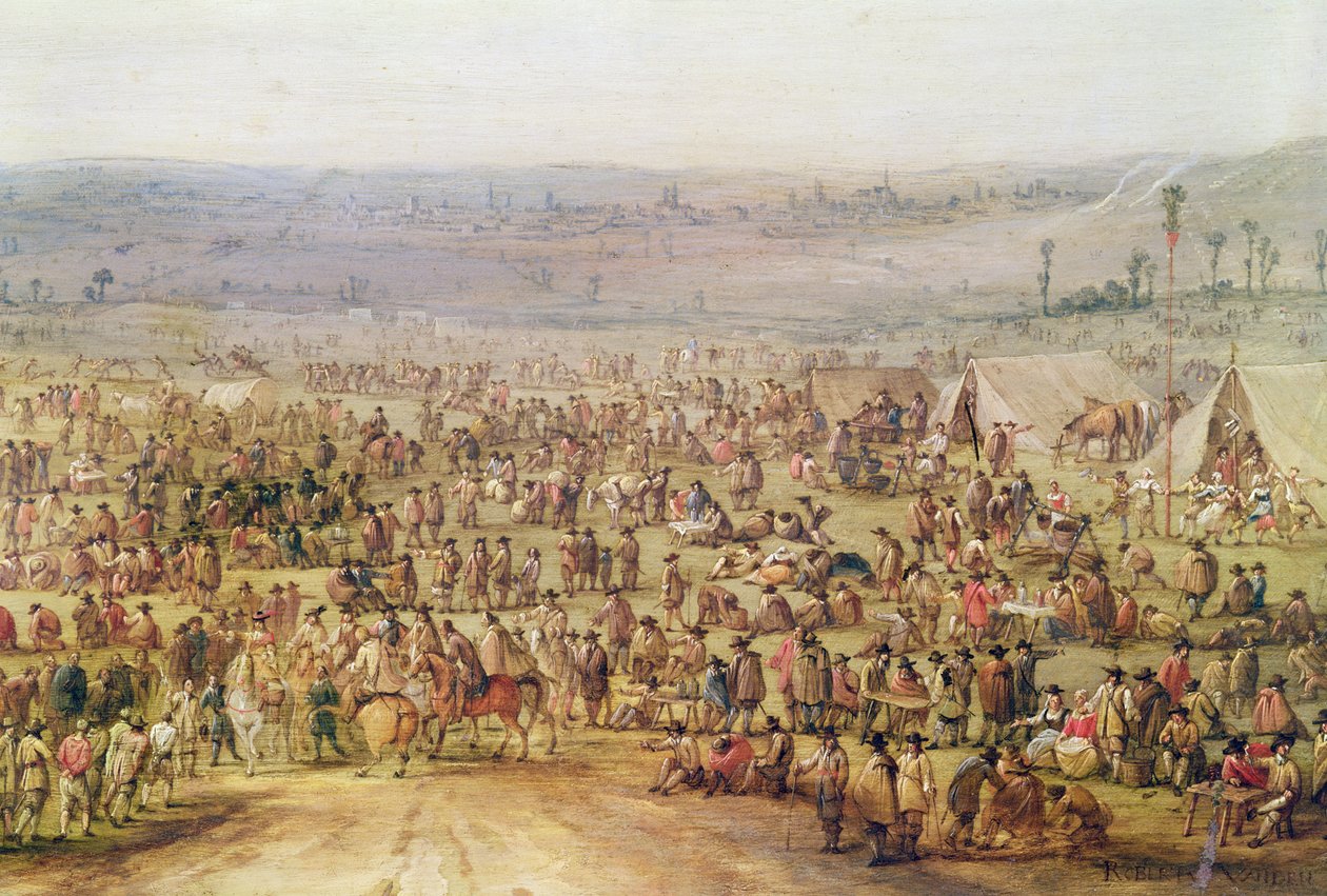 Katonai tábor (olaj, réz) (a 341904 részlete) alkotó: Robert van den Hoecke