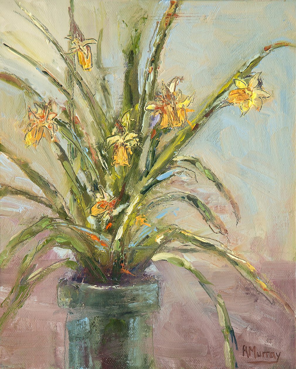 Dyeing Daffodil, 2019 (olaj és szén, panel) alkotó: Roberta Murray