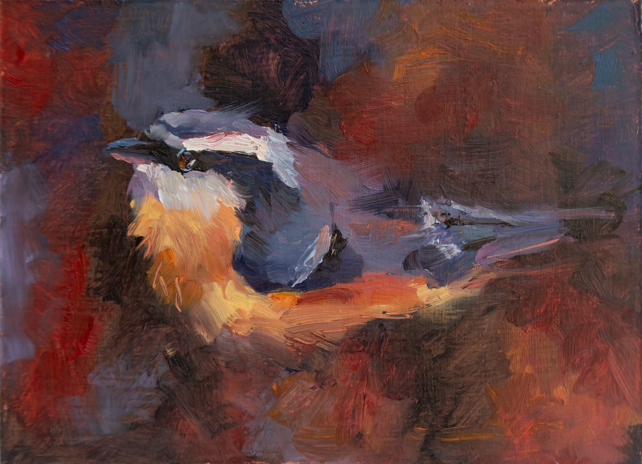 Funny Little Bird, 2023 (olaj, tábla) alkotó: Roberta Murray