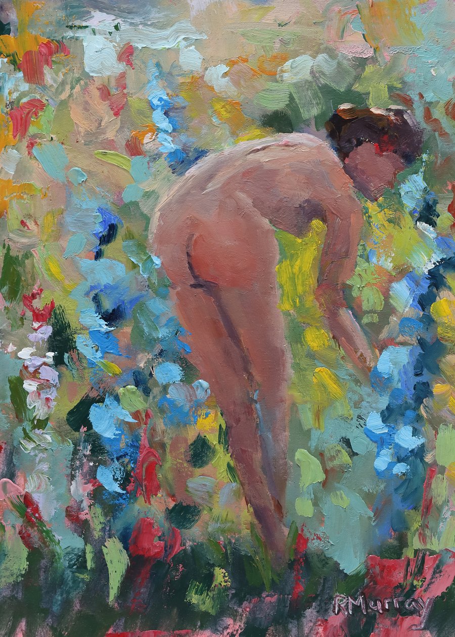 She Loved Her Delphiniums, 2023 (olaj, papír) alkotó: Roberta Murray
