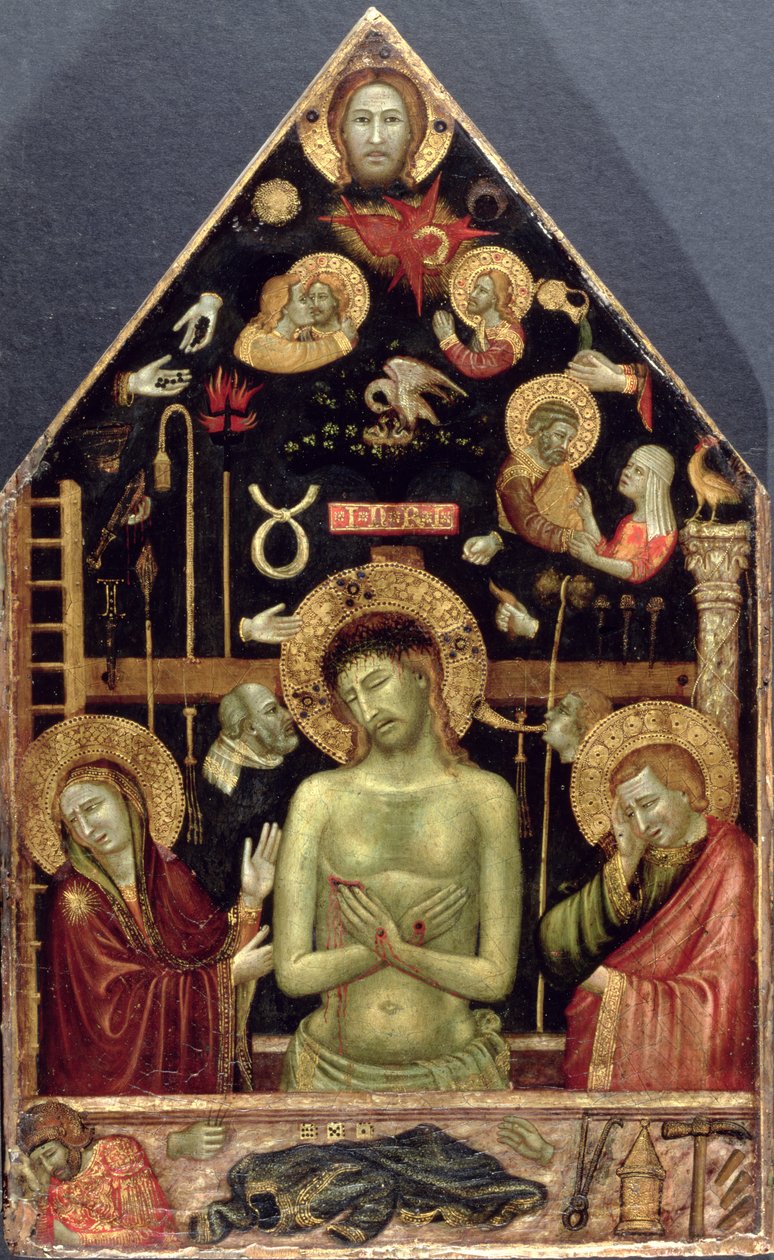 A szomorúság embere, 1354 körül (tempera és aranylevél a panelen) alkotó: Roberto d Oderisi