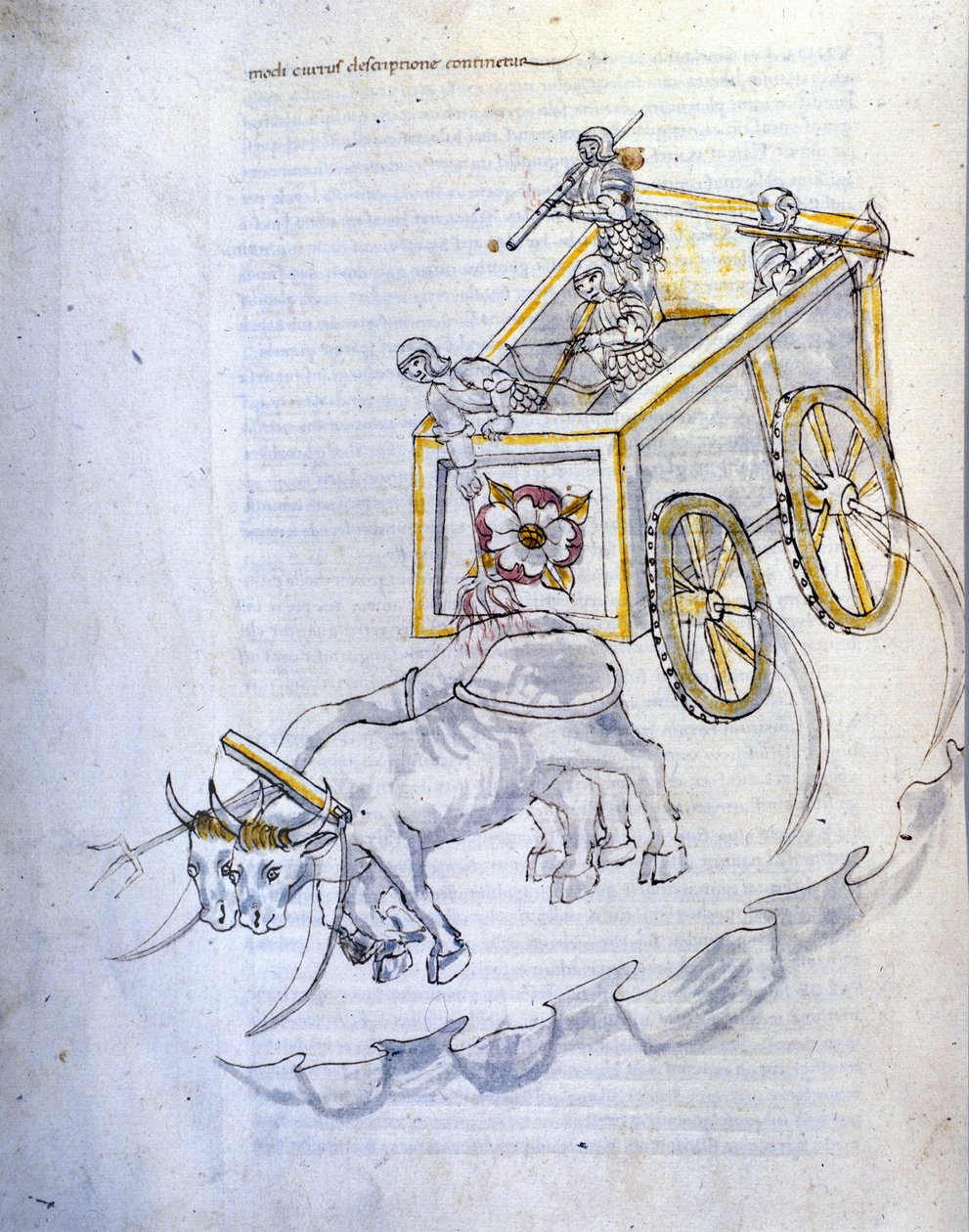 A háború művészete: katonai gépek tanulmányozása. kaszákkal felszerelt tank, Roberto Valturio mérnök (1405-1483?) 