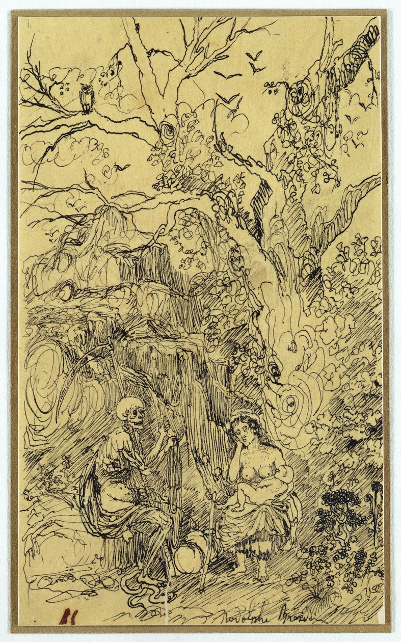 Anya és idő (La Mere et le Temps), 1857-1861 körül (indiai tinta és toll papíron) alkotó: Rodolphe Bresdin