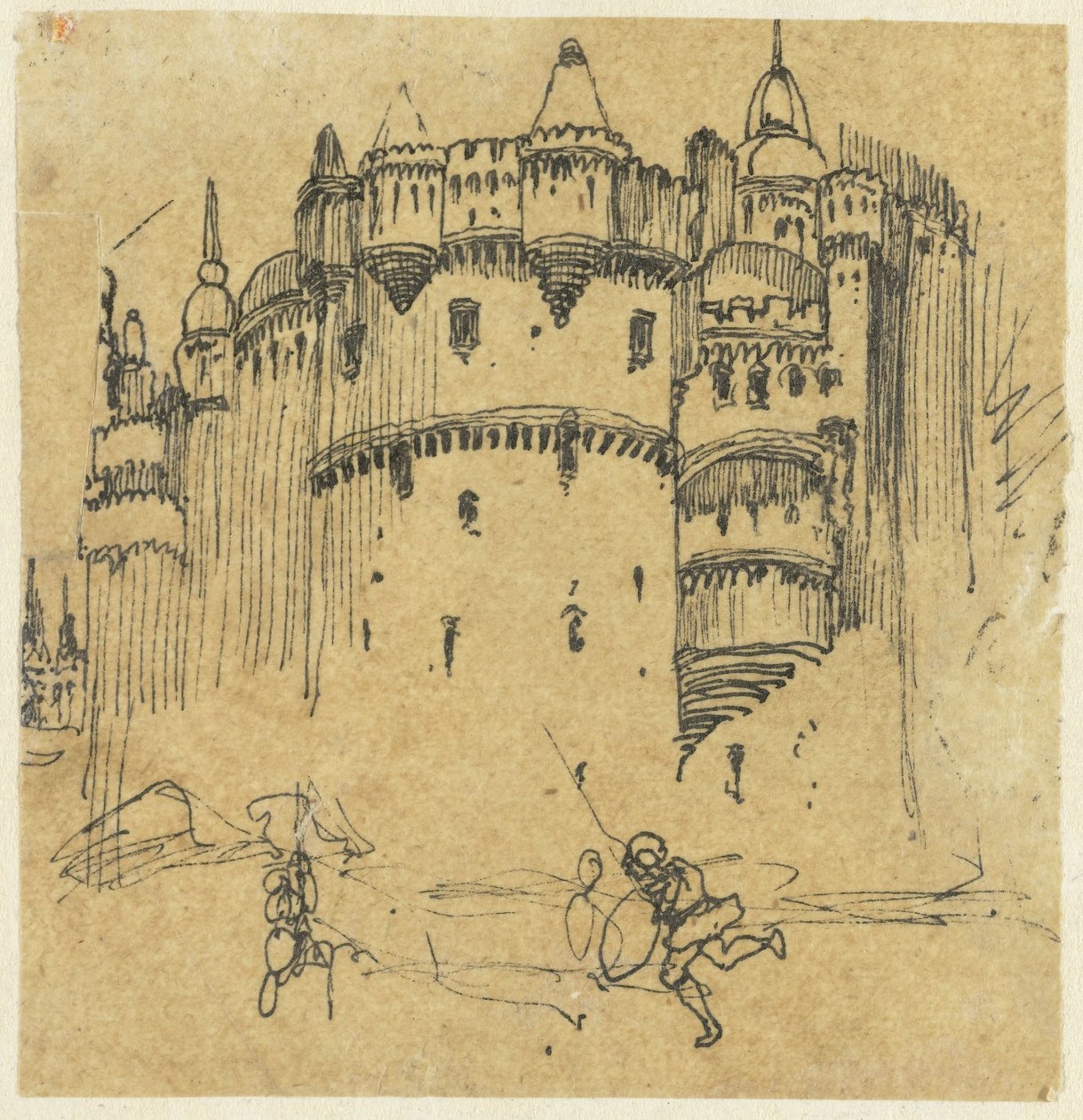 Vár két figurával alkotó: Rodolphe Bresdin