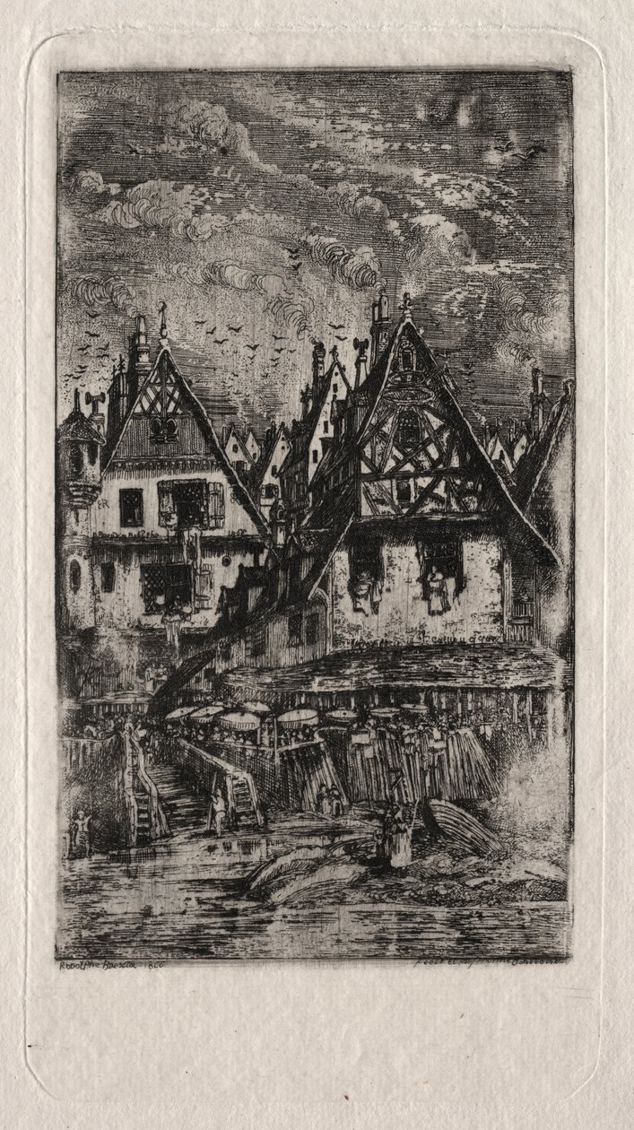 Piactér napernyőkkel alkotó: Rodolphe Bresdin