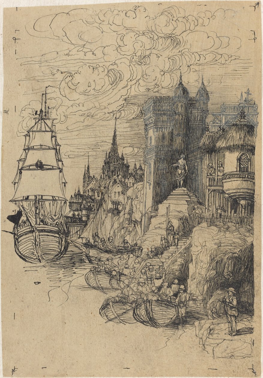 Tengeri tájkép alkotó: Rodolphe Bresdin