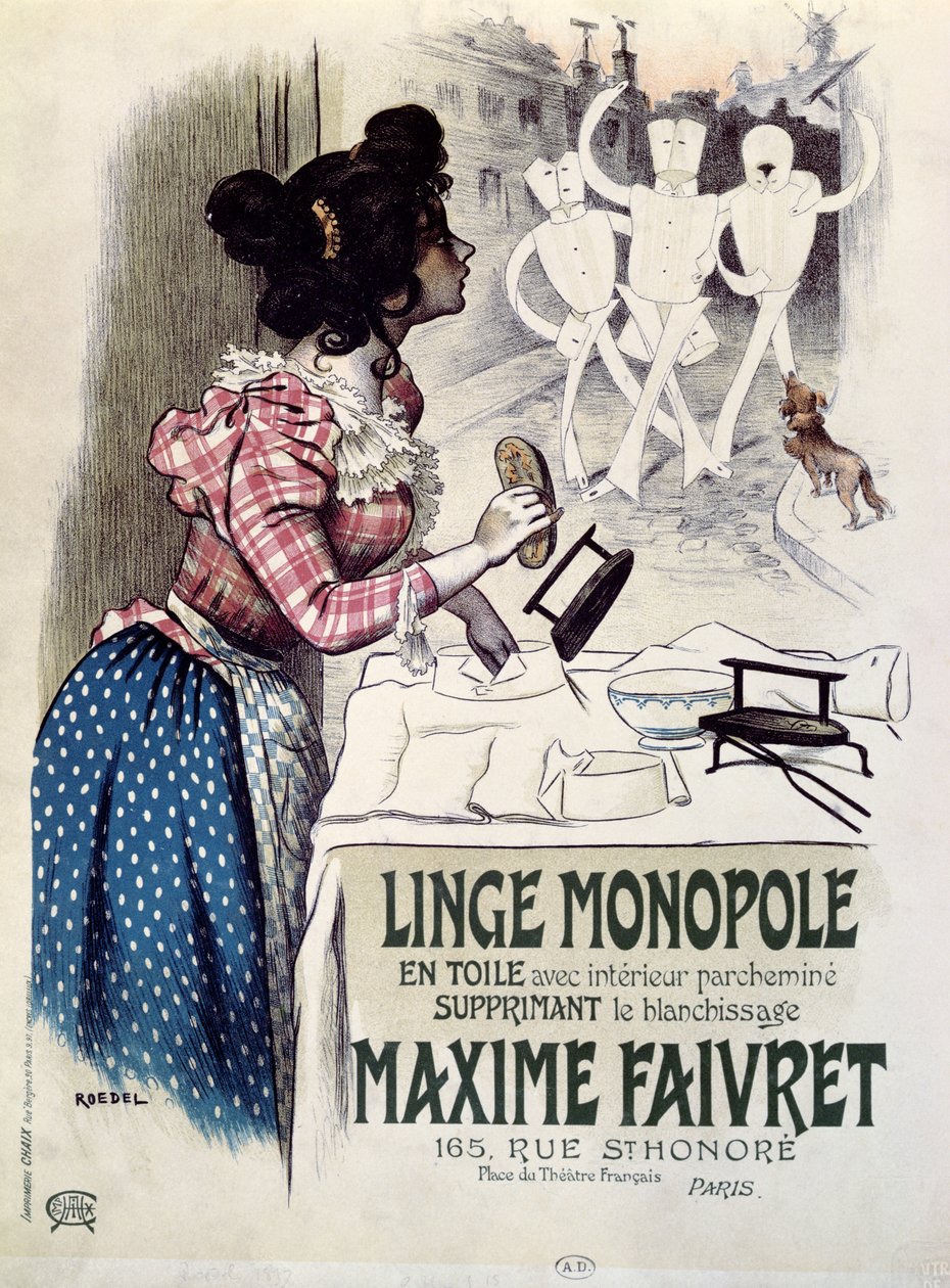 A "Linge Monopole" fehéredésgátló terméket reklámozó plakát, 1895 körül alkotó: Roedel
