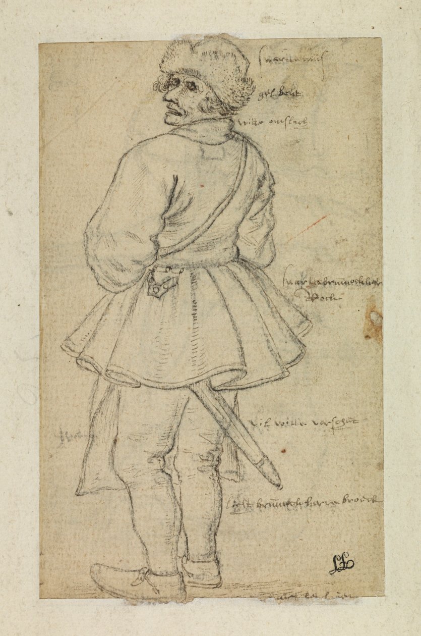 Férfi hátulról nézve (verso) alkotó: Roelandt Jacobsz and Bruegel Pieter the Elder Savery