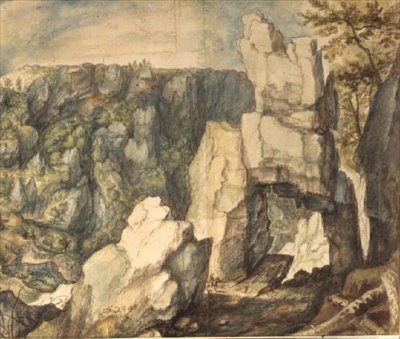 Hegyi táj (toll és barna tus, akvarell) alkotó: Roelandt Jacobsz. Savery