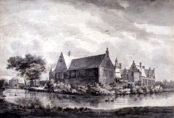 PD.645-1963 Marquette kastélya, Hollandia, 1646-47 körül (mosás, kréta, toll és tinta papíron) alkotó: Roelandt Roghman