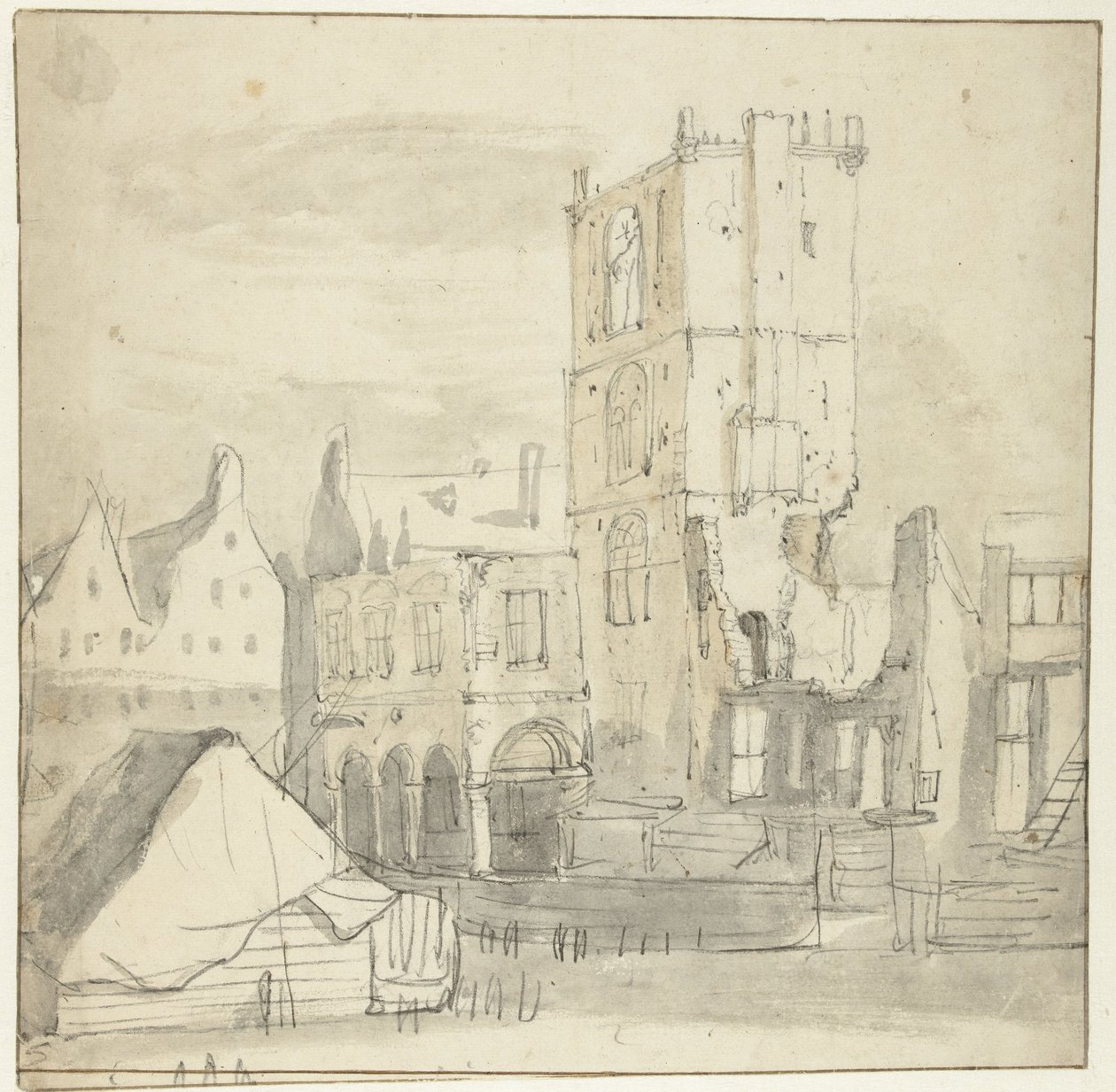 A régi városháza romjai, Amszterdam, az 1652-es tűzvész után alkotó: Roelant Roghman (attributed to)