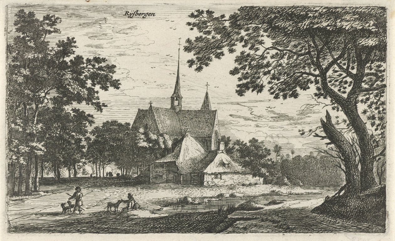 Kilátás a Klein-Zundert-i St. Willibrord-templomra Rysbergen (cím az objektumon) Falusi jelenetek Észak-Hollandiában (sorozat címe) alkotó: Roelant Roghman