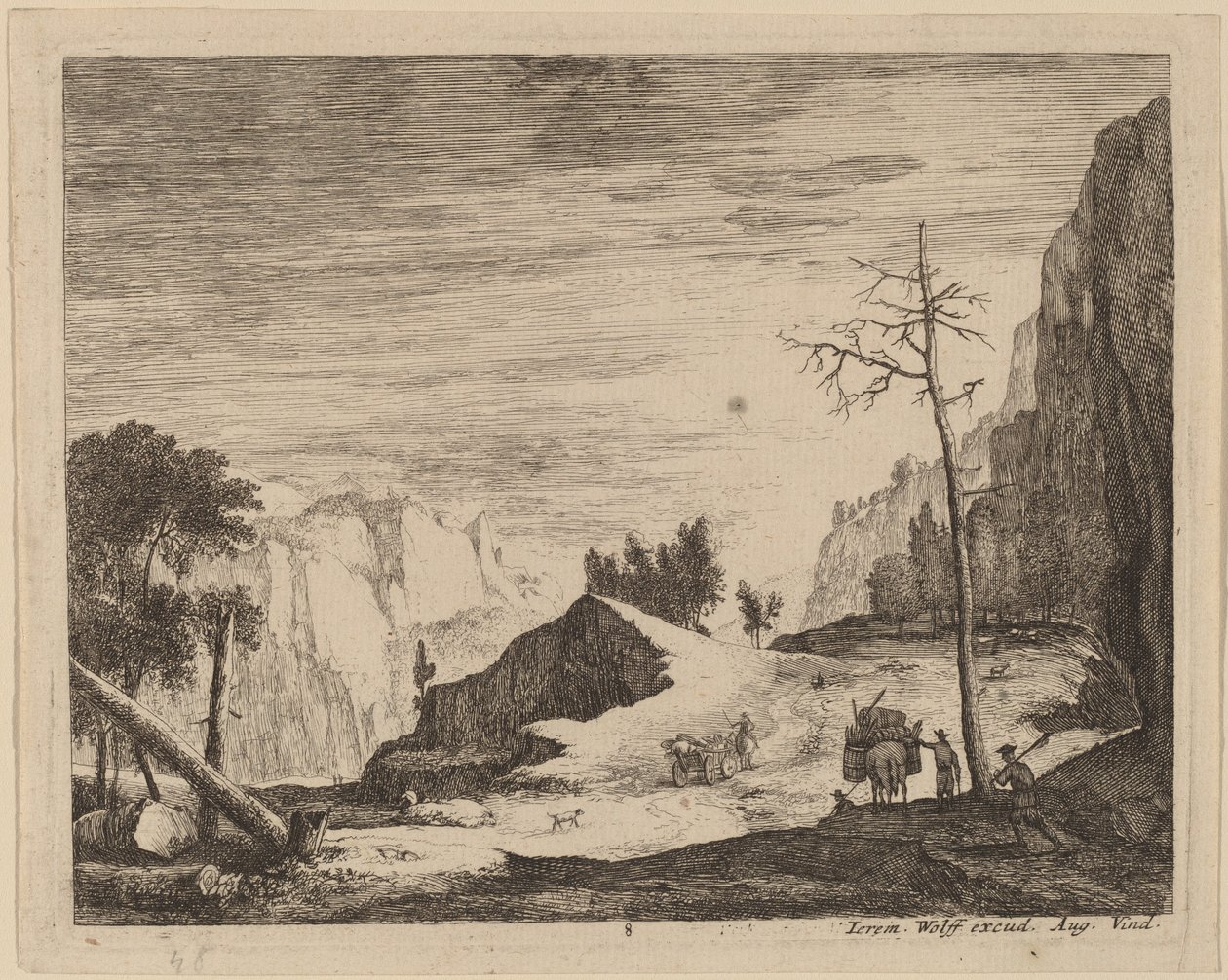 Hegyvidéki táj szekérrel: pl.8 alkotó: Roelant Roghman and Melchior Küsel