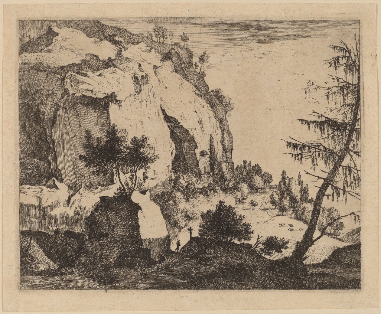 Sziklás táj fenyővel: pl.4 alkotó: Roelant Roghman and Melchior Küsel