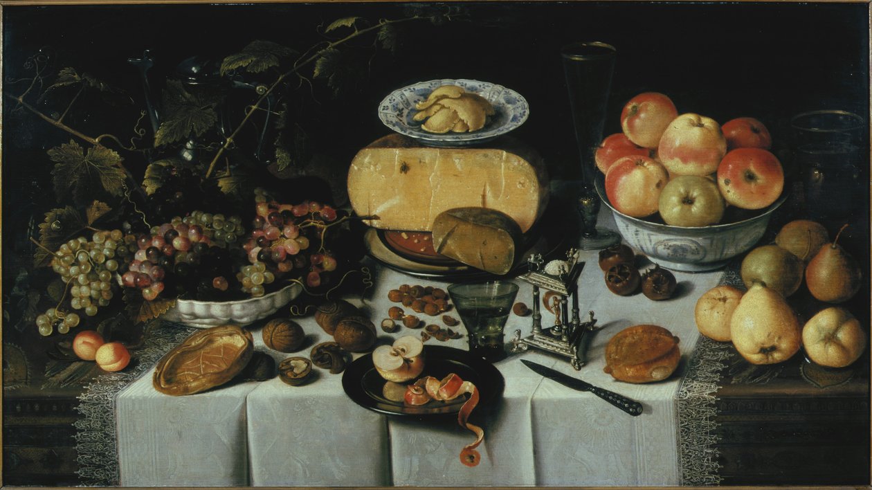 Csendélet sajttal és gyümölcsökkel, 1625. alkotó: Roelof Koets