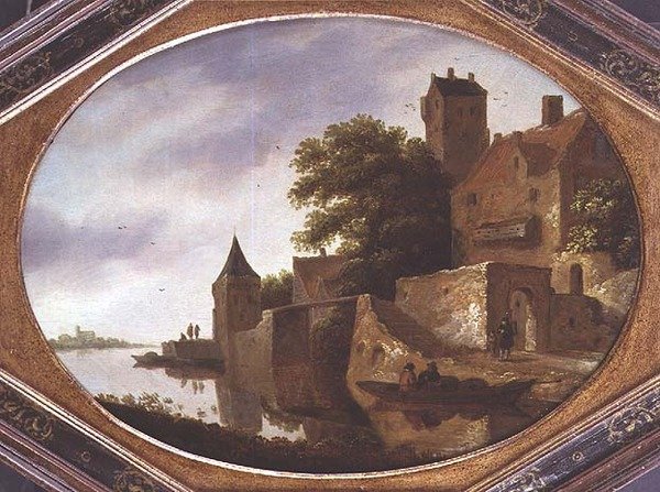 Táj egy erődített udvarházzal alkotó: Roelof Van Vries