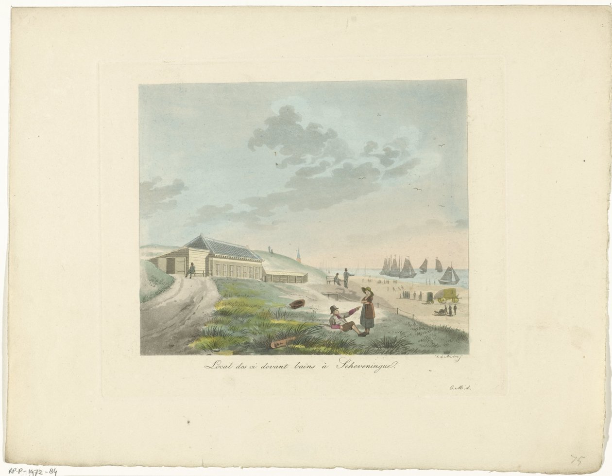 Strand Scheveningenben Helyi des ci devant bains à Scheveningen (cím a tárgyon) alkotó: Roelof van der Meulen