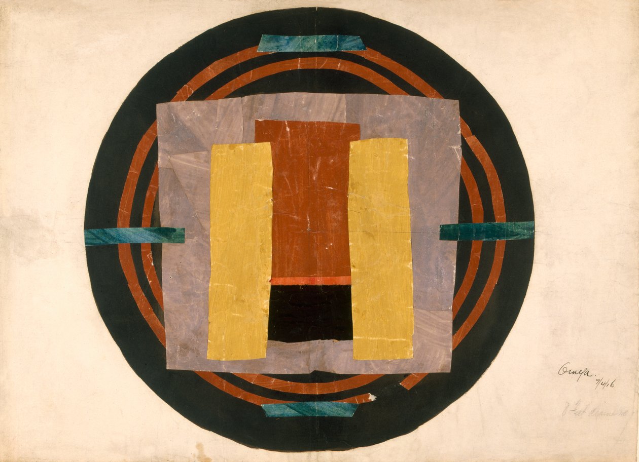Körkörös minta szőnyeghez, 1916 (wc és kollázs papíron) alkotó: Roger Eliot Fry