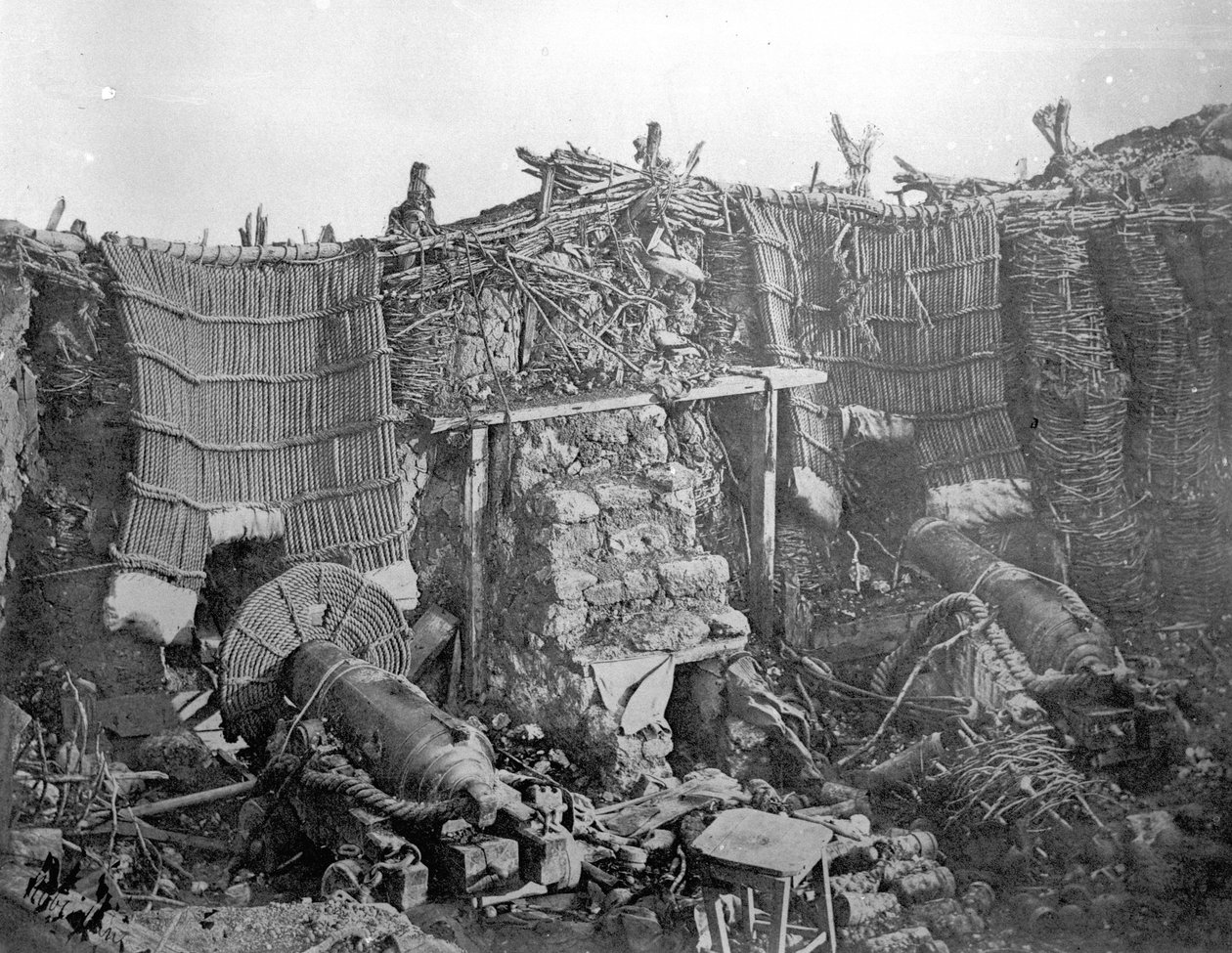 Egy kétágyús üteg a krími háború alatt, 1855 körül alkotó: Roger Fenton