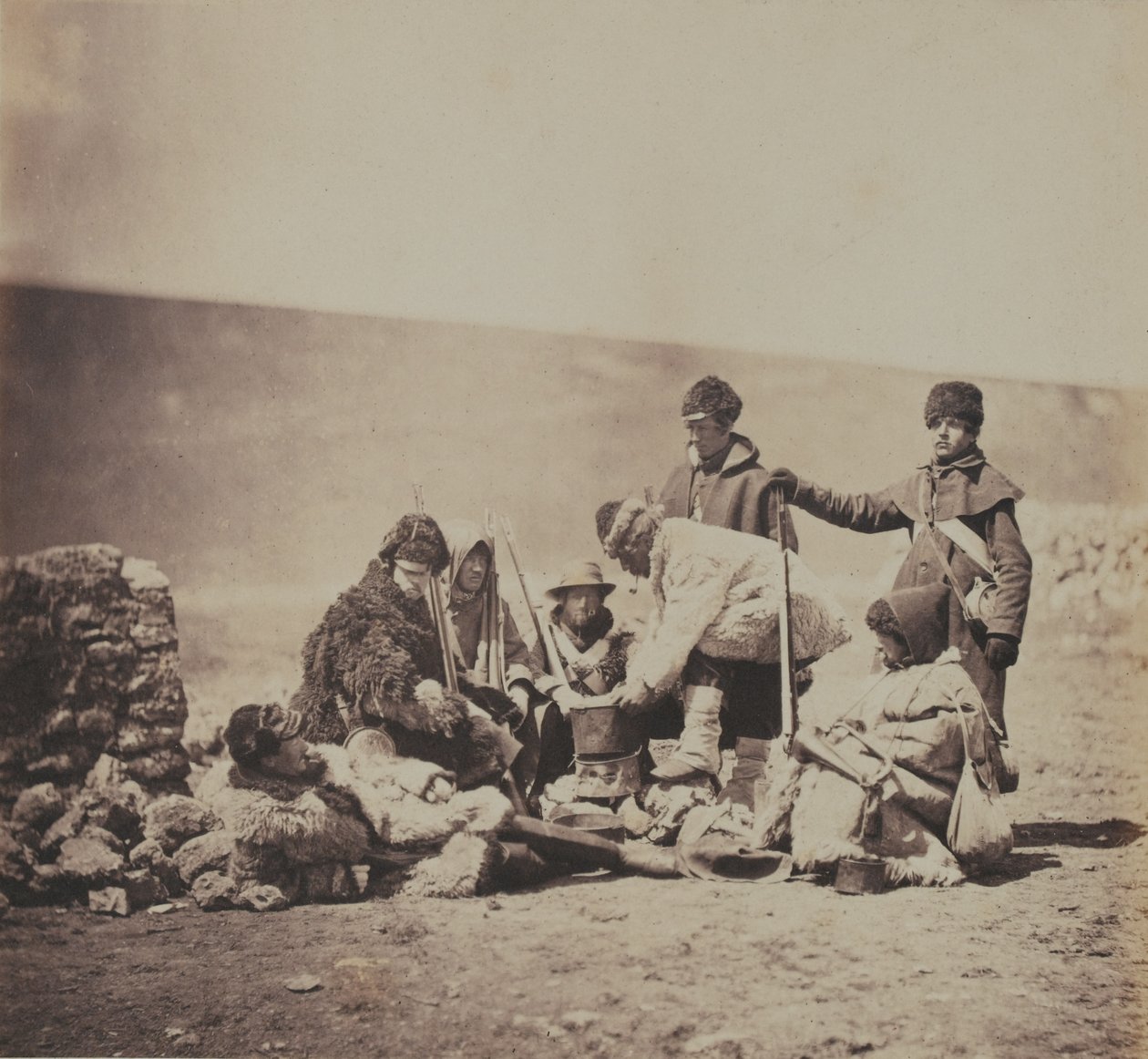 A 47. (Lancashire) gyalogezred csoportja, a krími háborúval kapcsolatos 52 fényképet tartalmazó albumból, 1855 alkotó: Roger Fenton