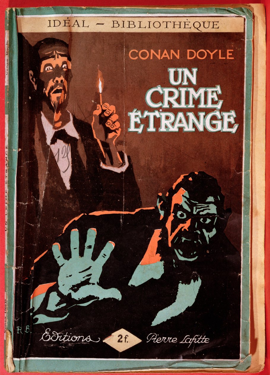 Conan Doyle (1859-1930) "Un Crime etrange" című regényének francia kiadásának címlapja, Pierre Lafitte kiadónál. alkotó: Roger Broders