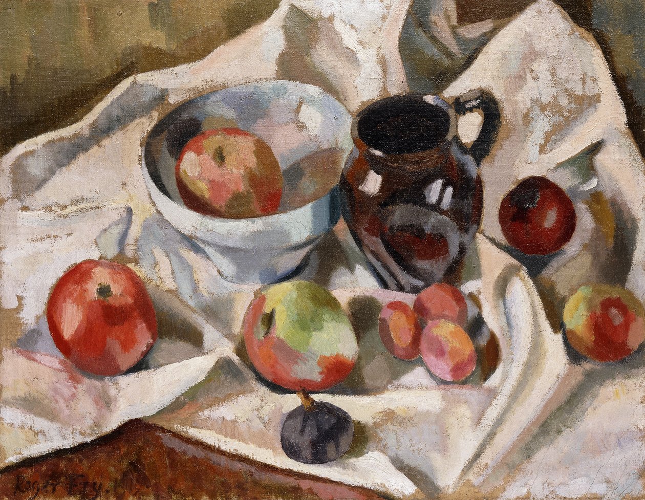 Csendélet almával, szilvával és kancsóval, 1919 alkotó: Roger Eliot Fry