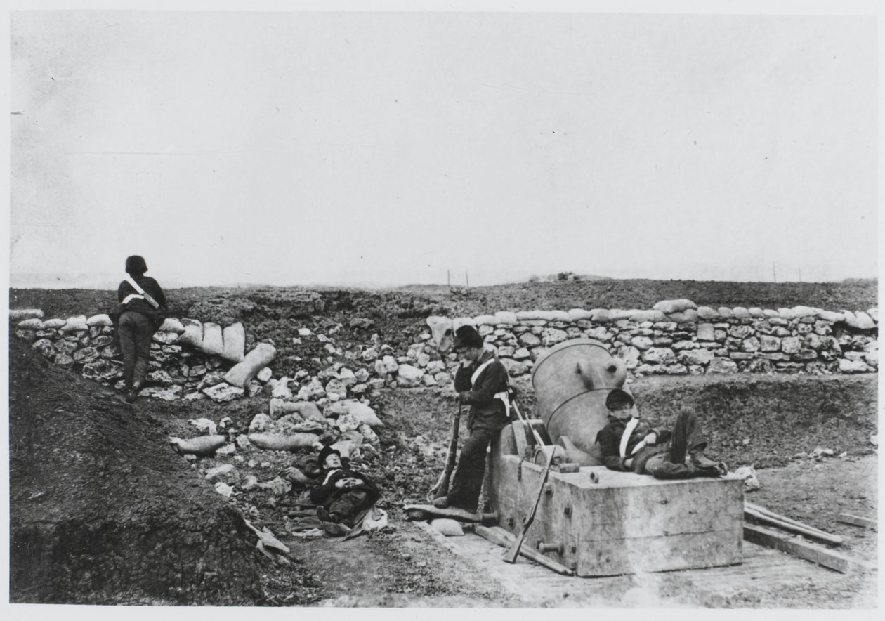 „Egy csendes nap a Mortar Battery-ben, Krímben alkotó: Roger Fenton