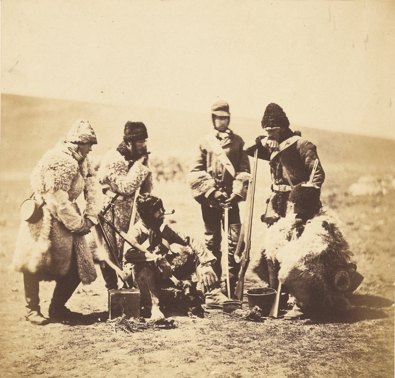 Pechell kapitány és a 77. ezred emberei - téli öltözet. alkotó: Roger Fenton