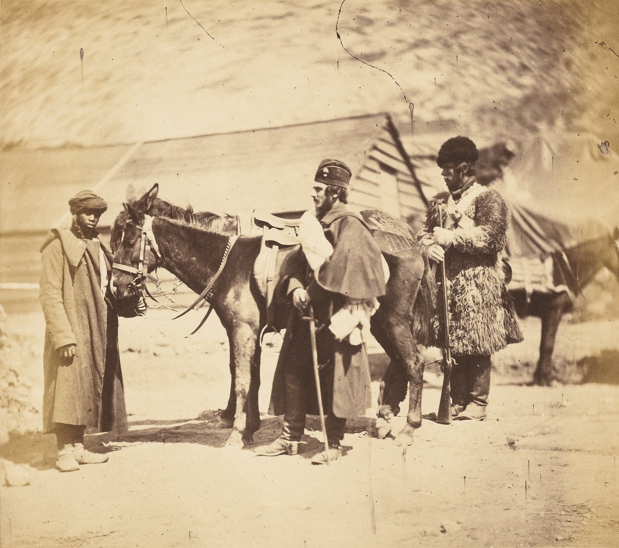Burnaby kapitány, a gránátos gárda és núbiai szolgája alkotó: Roger Fenton