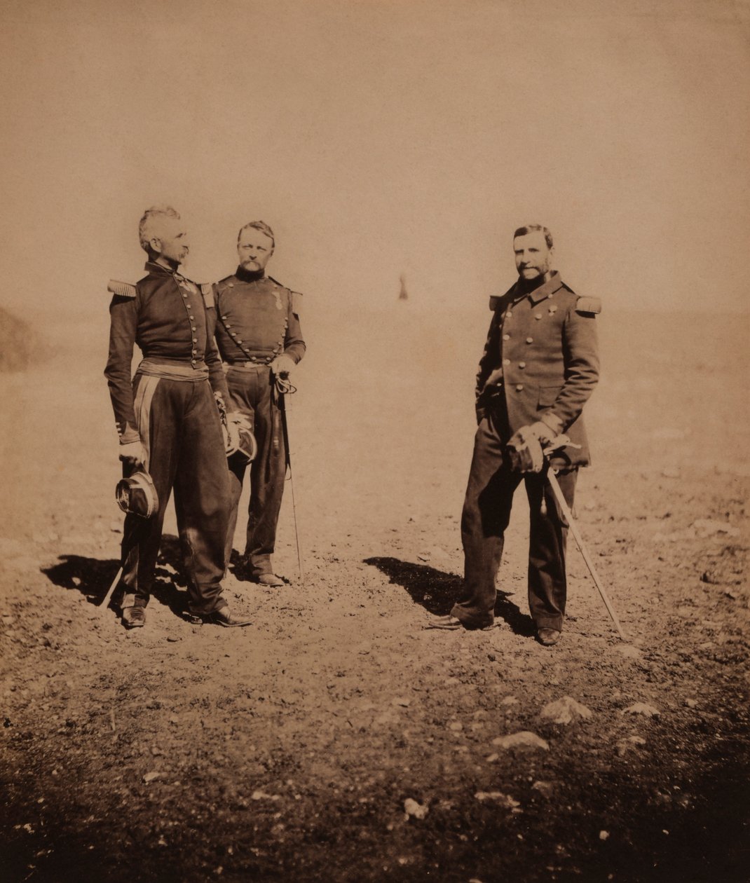 Labousiniere és Beuret francia tábornokok a harmadik tiszt mellett, Krími háború, Krím, Ukrajna alkotó: Roger Fenton