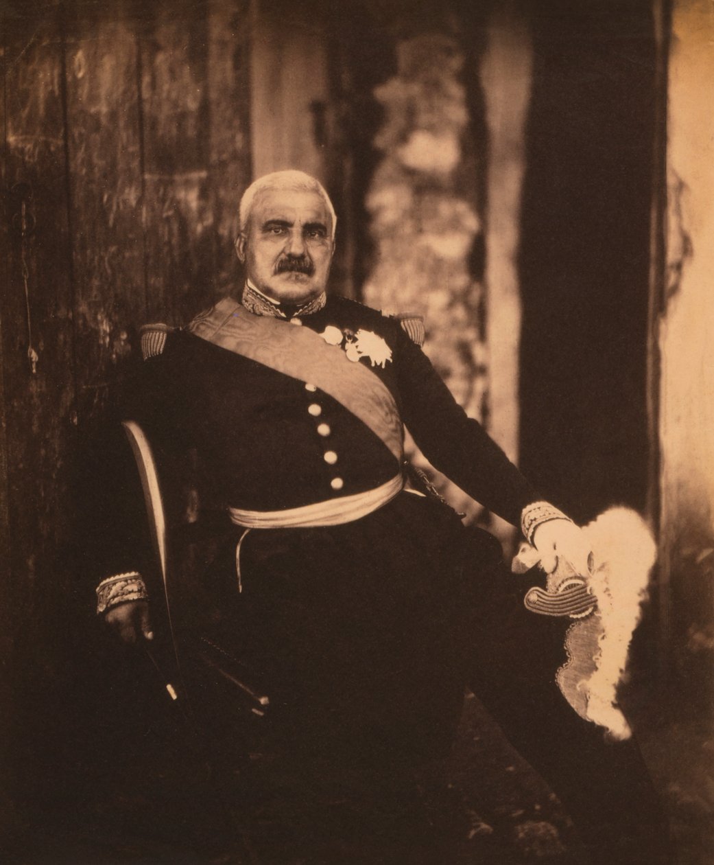 Célzó francia marsall-Jean-Jacques Pelissier, ülő, portré egyenruha, Krími háború, Krím, Ukrajna alkotó: Roger Fenton