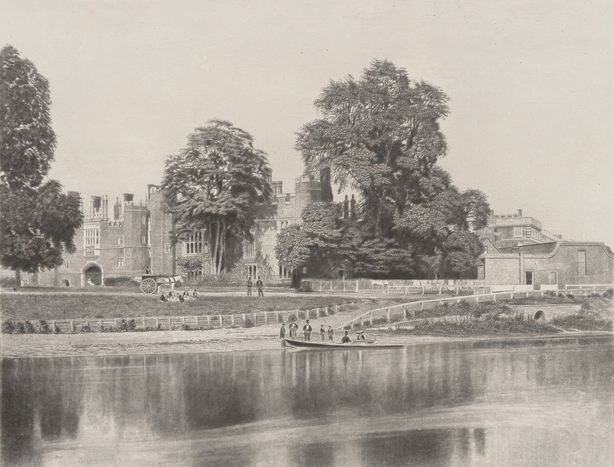 Hampton Court a Temzén alkotó: Roger Fenton
