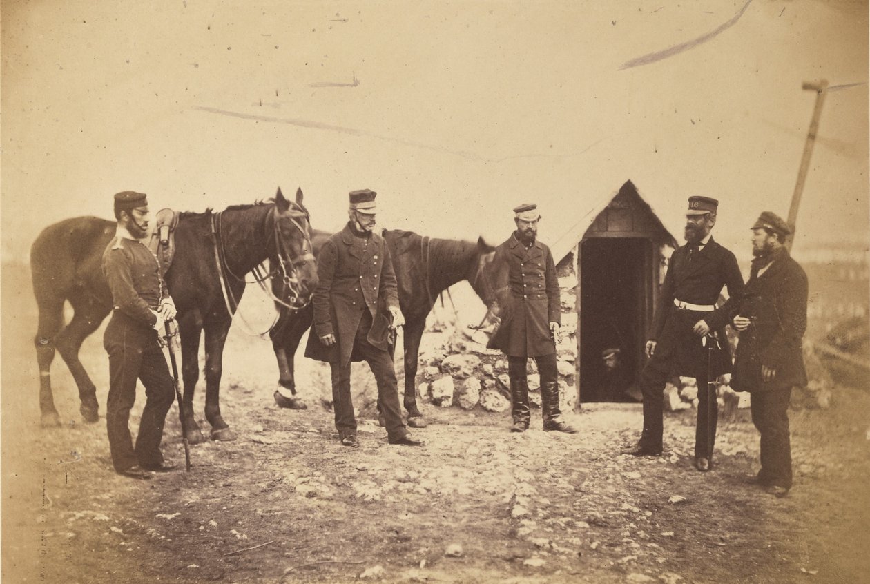 Garrett vezérőrnagy és vezérkari tisztjei. alkotó: Roger Fenton