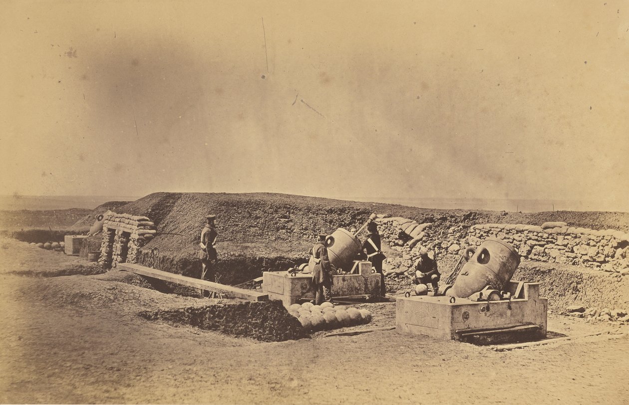 Mozsárütegek a Picquet House előtt, könnyű hadosztály alkotó: Roger Fenton